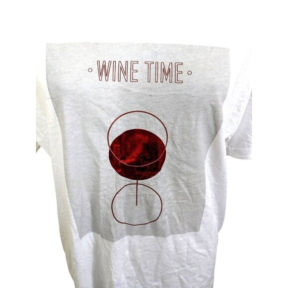 Reserved Eco Aware NEW With Tags Wine Time White T Shirt XL Cotton Graphic Tee - Picture 2 of 8